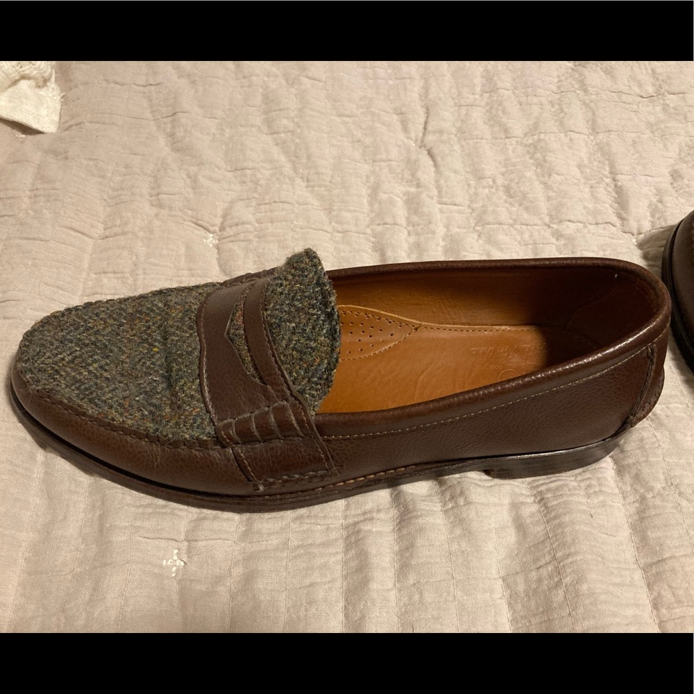 Brooks Brothers Rancourt & Co wool Plaid Penny Loafers. Brown Tan size 12D